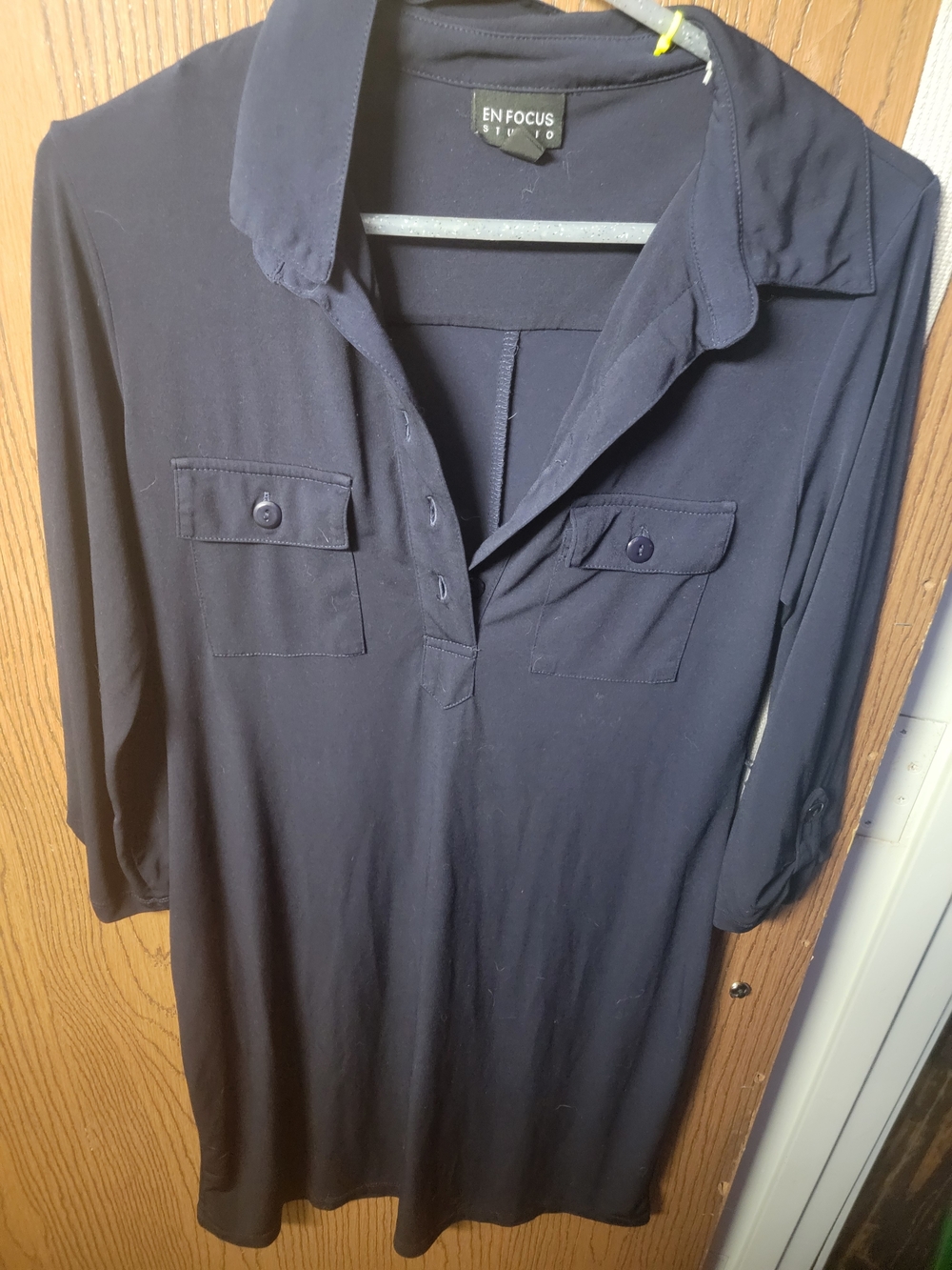 Enfocus Studio Navy Collared Button Dress Size 6 Excellent Condition Never Worn